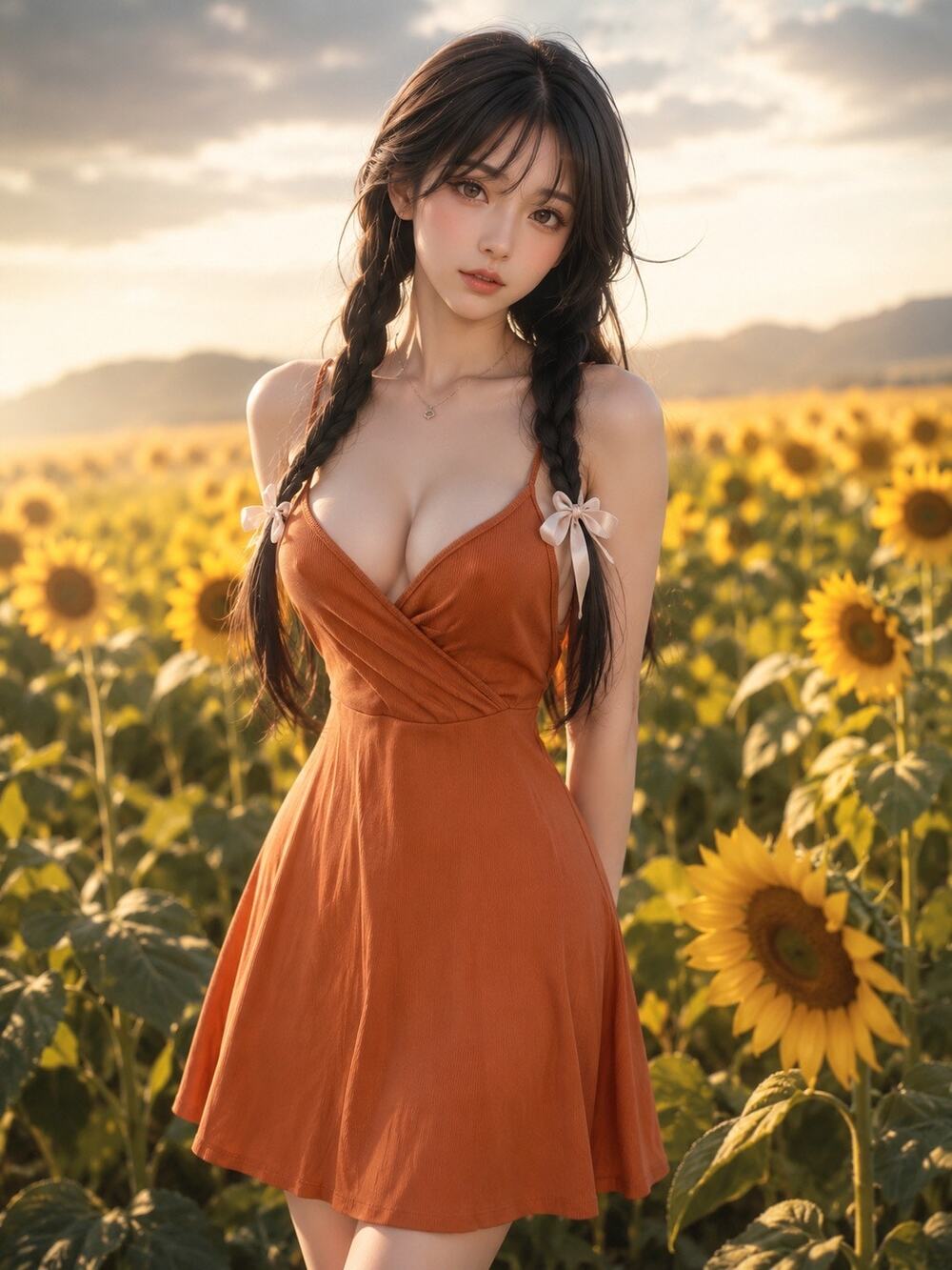 Pumpkin Spice Autumn glow ribbed plunge fit + flare skater cami mini dress